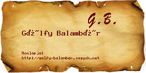 Gálfy Balambér névjegykártya